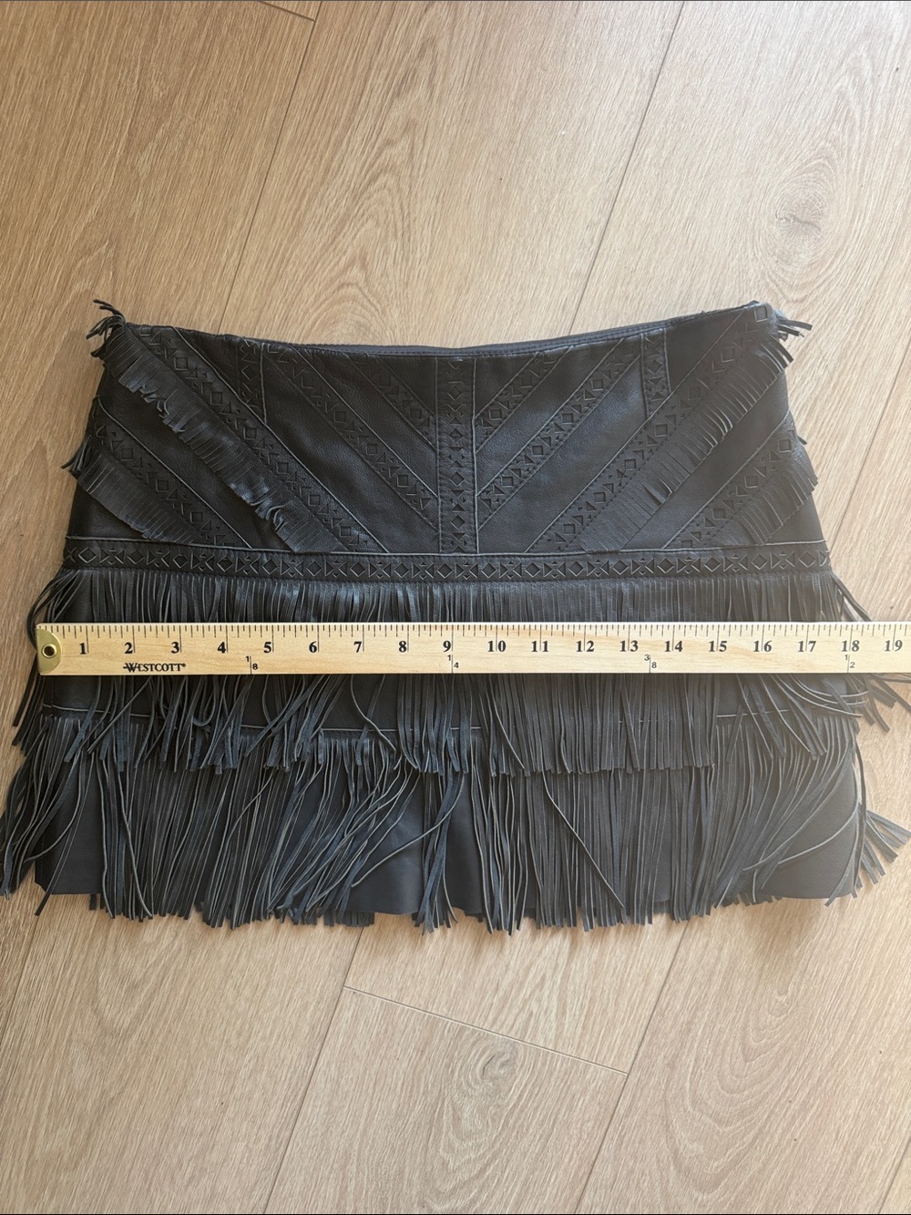 Parker Killington Leather Fringe Mini Skirt Black Size 2 - Picture 14 of 16